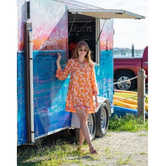 Olivia James the Label Taylor Dress in Poppy Sunset $265 XS - Picture 1 of 10